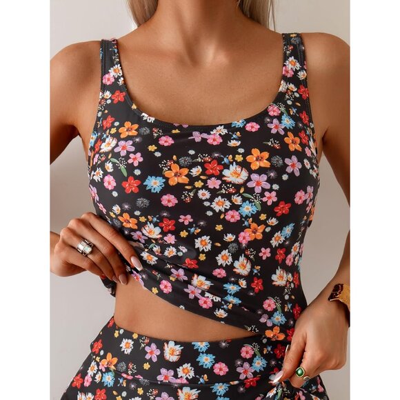 Women's Tummy Control Tankini Swimsuit Two Piece Bathing Suit High Waisted - Picture 5 of 5